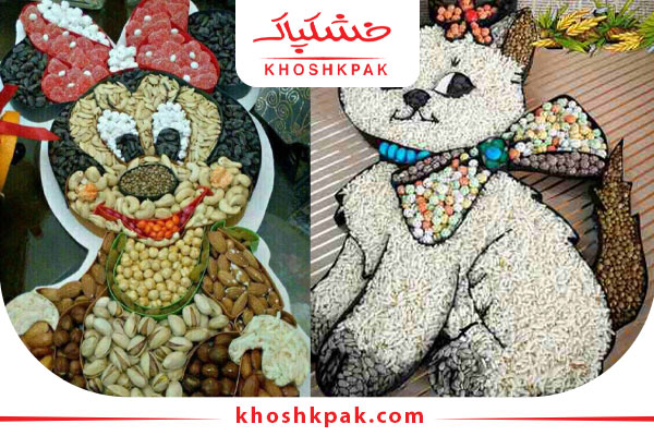 تزیین آجیل در قالب شخصیت ها